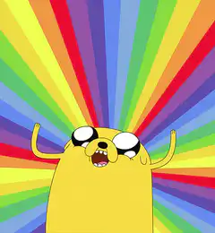 Jake the Dog with Rainbow Background