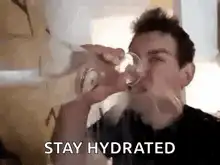 Man drinking water with steam