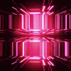Pink neon corridor reflection