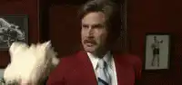 Ron Burgundy blows a conch shell