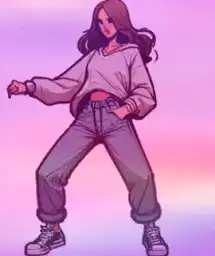 Girl dancing with rainbow effects