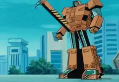 Giant robot standing in city