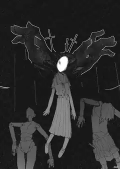 Ghost girl with swords in hair