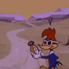 Woody Woodpecker with a bottle