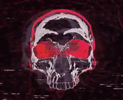 Rotating red and white skull