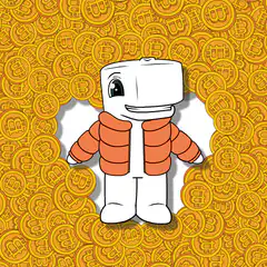 Marshmallow man surrounded by bitcoin