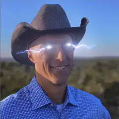 Cowboy with glowing eyes