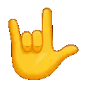 Yellow hand emoji making rock on and shaka signs