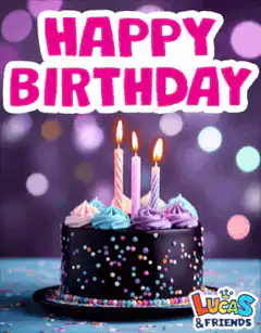 Happy Birthday cake with lit candles