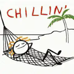 Stick figure chillin in hammock