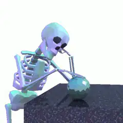 Skeleton smoking hookah