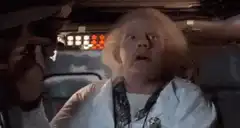 Doc Brown flips the DeLorean switch