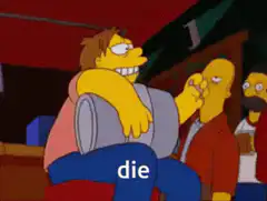 Barney Gumble spits beer at Moe