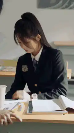 Girl kicks desk at boy in classroom