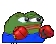 Pepe boxing in pixel art