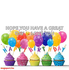 Happy Birthday cupcakes and balloons
