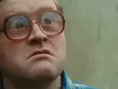 Man with glasses eyes pop out