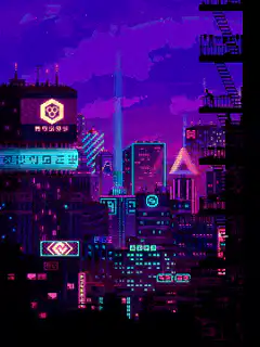 pixel art cyberpunk city