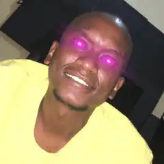 Man with glowing purple eyes