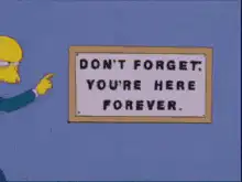 Mr. Burns points at sign