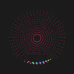 Colorful dots morphing into abstract shapes
