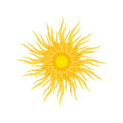 Yellow sun with wavy rays