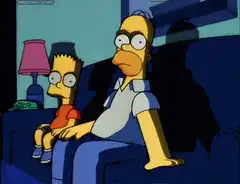 Homer and Bart Simpson sitting on couch