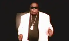Biggie Smalls dancing in white suit