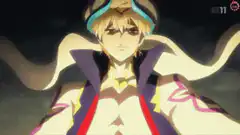 anime character flying through energy beams