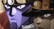 Purple Stand and Man Saying Nani