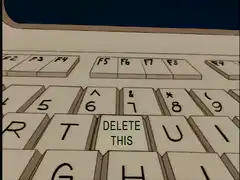 Red character presses delete key