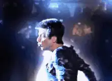 Man in blue suit with glowing background
