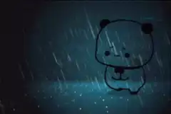 Sad bear in the rain
