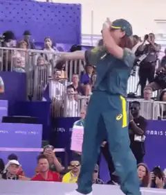 Australian athlete dancing at Paris 2024