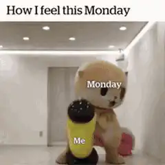 Monday mascot hits Me punching bag