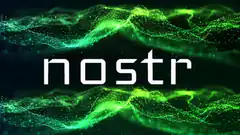 nostr logo with green particle waves