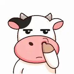 Cartoon cow picking nose