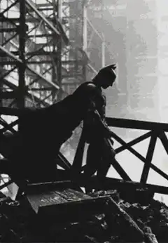 Batman silhouette on scaffolding
