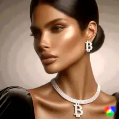 Woman with Bitcoin jewelry