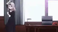 anime girl dancing in classroom