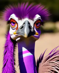 purple ostrich with spiky feathers