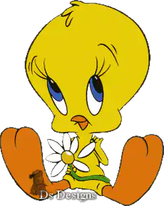 Tweety Bird holding a daisy