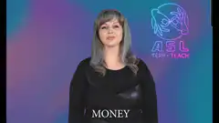 Woman signing money in ASL