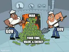 Two Gov Workers Shoveling Money Into War