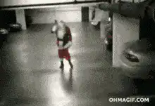 Santa slips and falls on ice