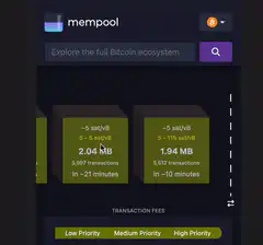 Mempool transaction fee visualization