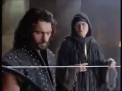 Mordred holds a thin sword