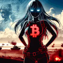 Anime girl with glowing Bitcoin symbol