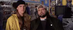 Bill and Ted nodding in comic shop