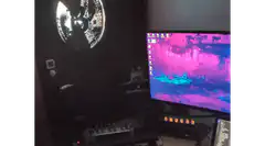 Bitcoin logo light projection